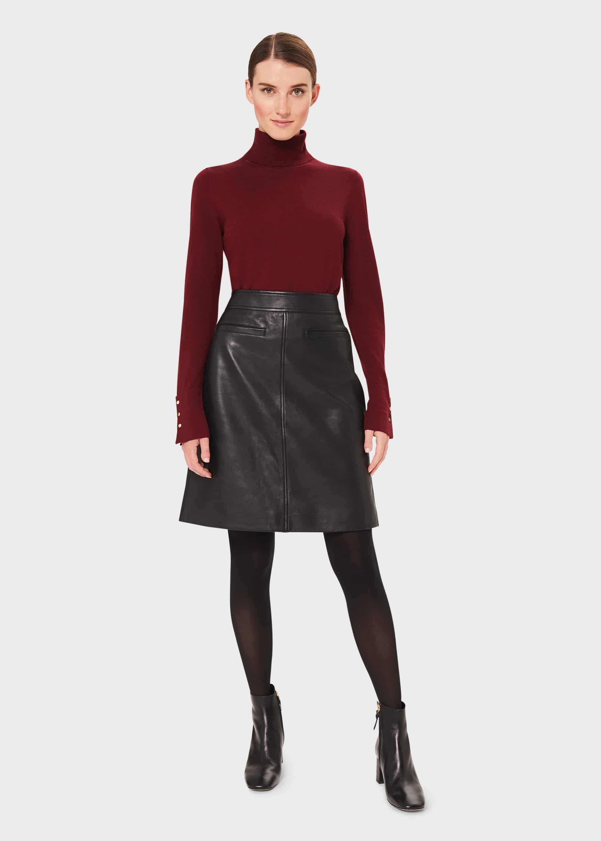 black leather skirt