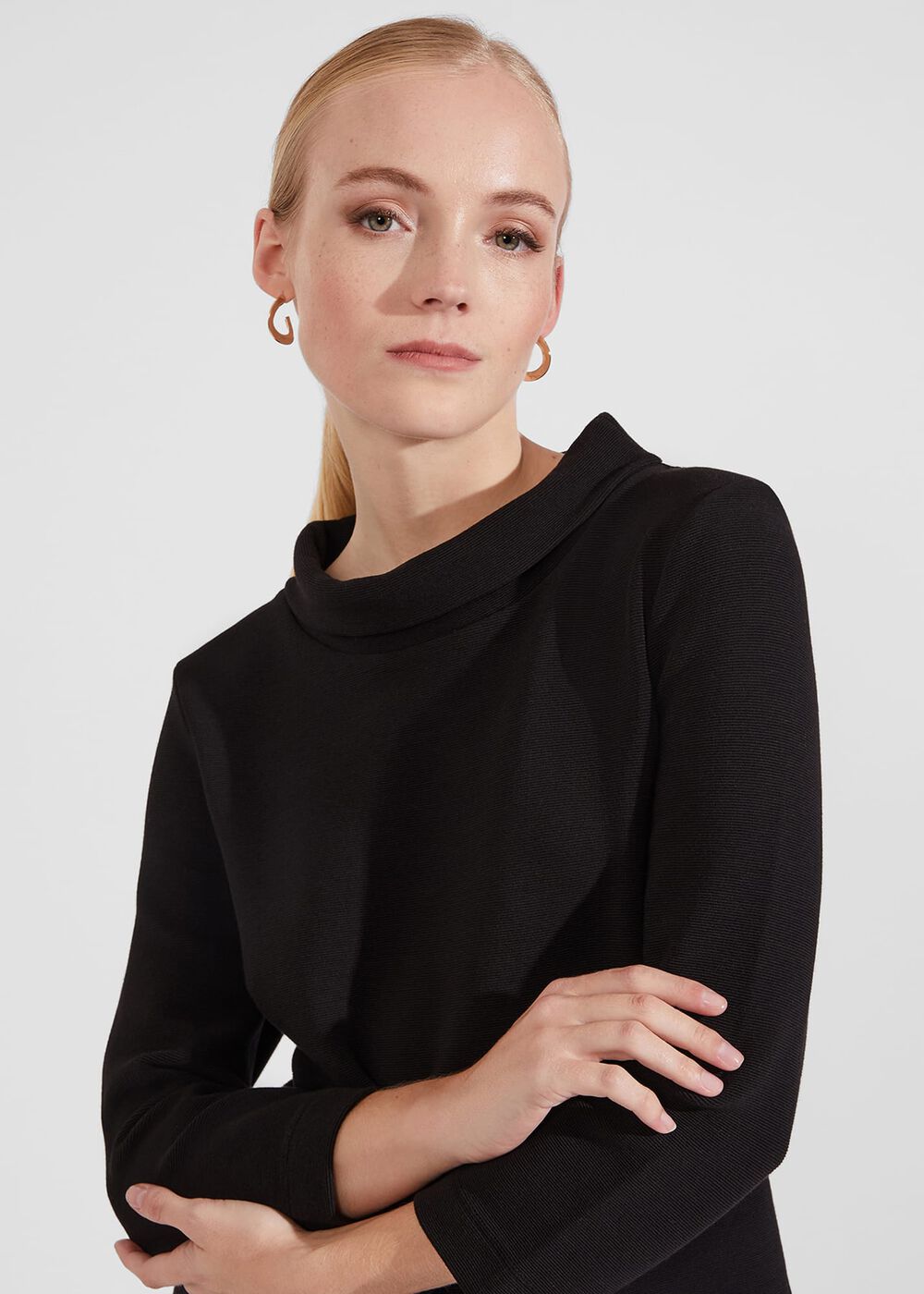 Betsy Textured Top With Cotton , Black, hi-res