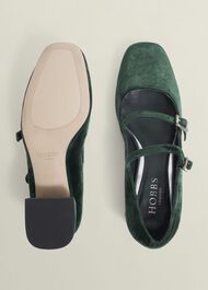 Rosaleen Velvet Heeled Mary Janes, Ponderosa Green, hi-res