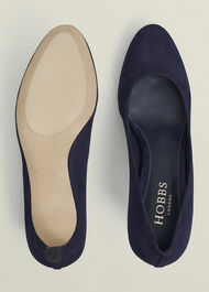 Lizzie Suede Court Shoes, Midnight Navy, hi-res