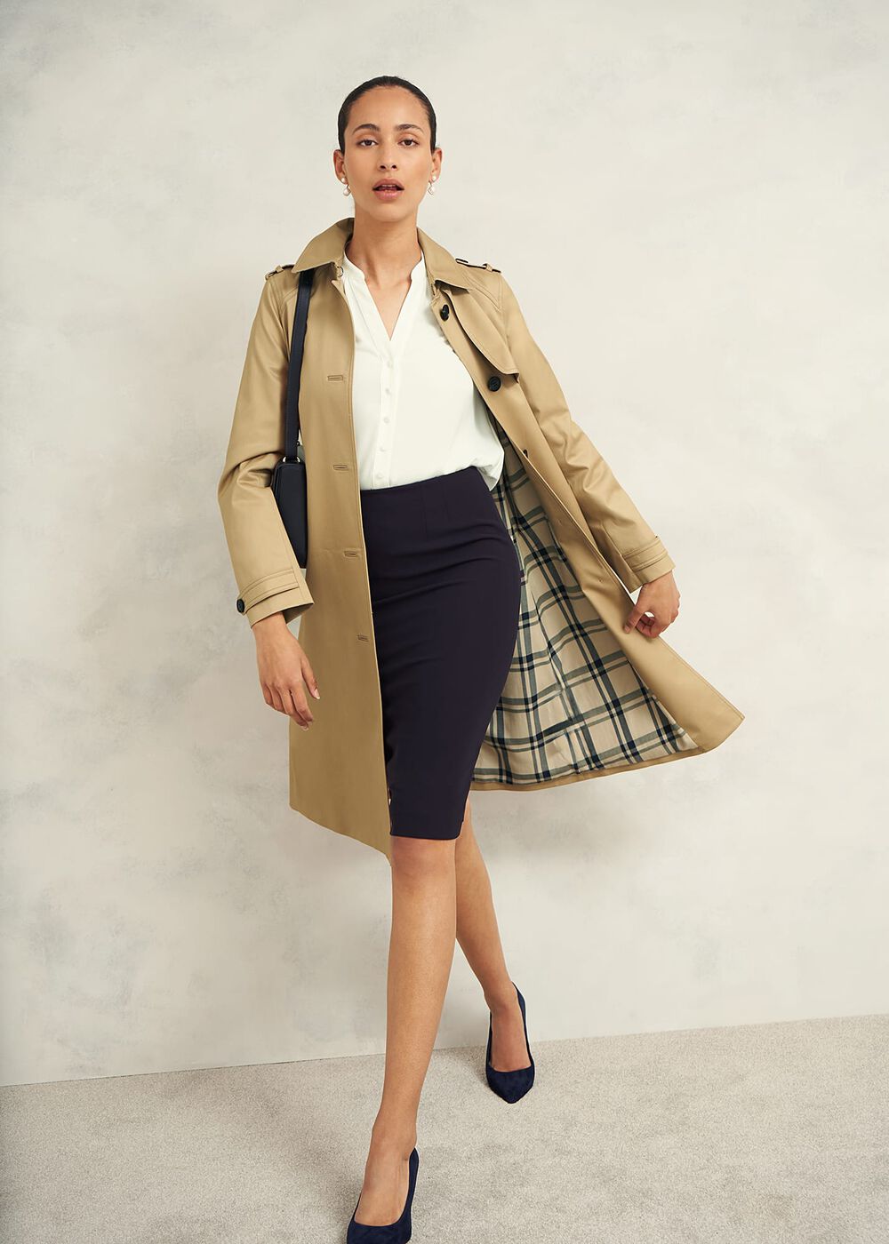 Hallie Shower Resistant Trench Coat, Fawn Beige, hi-res