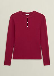 Hayden Button Detail Knitted Jumper, Pomegranate Red, hi-res