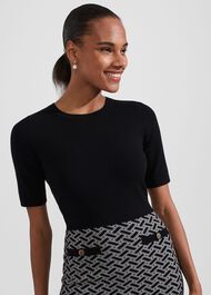 Perrie Knitted Dress, Black Ivory, hi-res