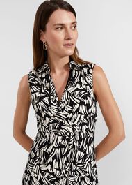 Clarissa Jersey Dress, Black Cream, hi-res