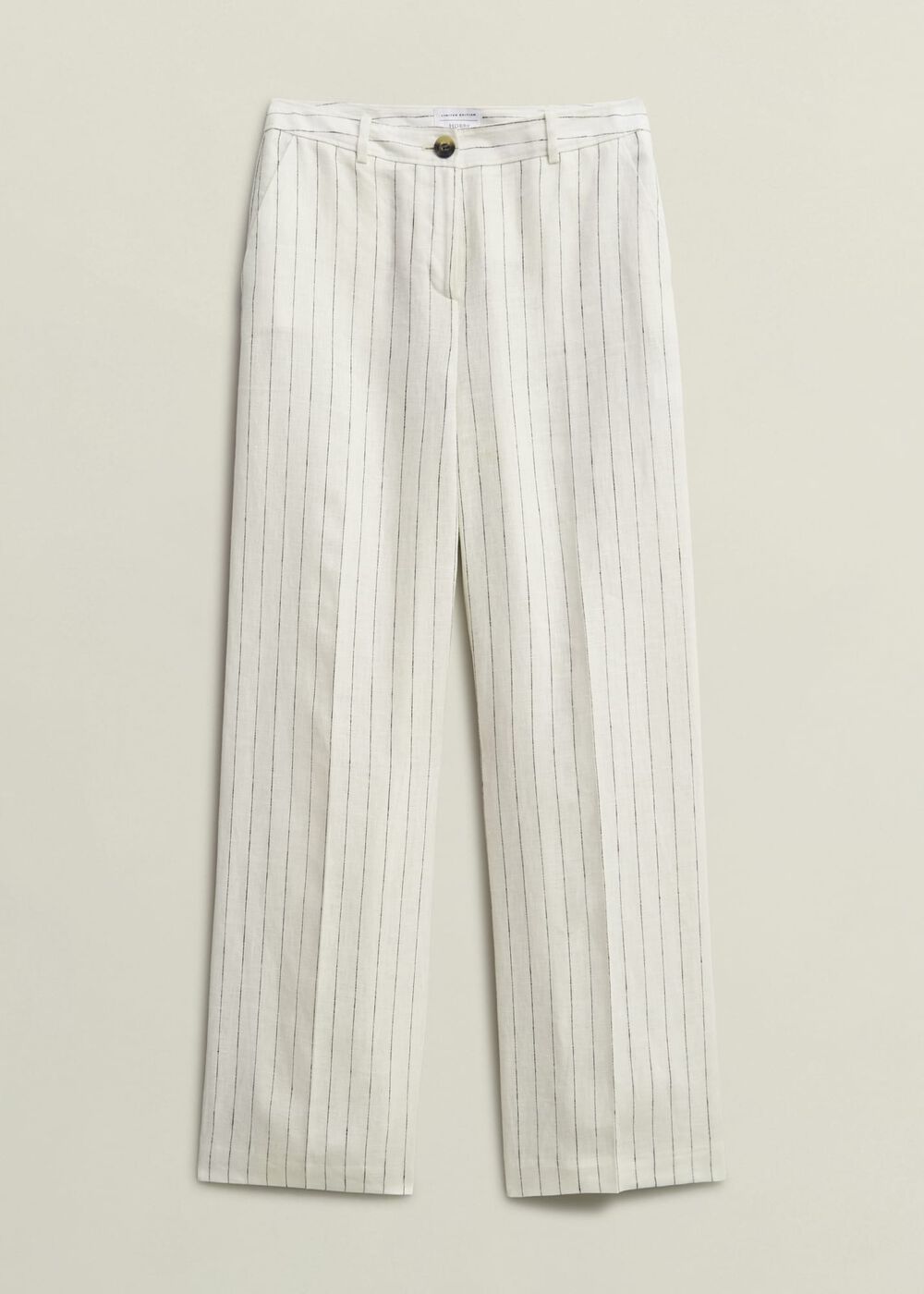 Groombridge Linen Wide Trousers, Ivory Navy, hi-res