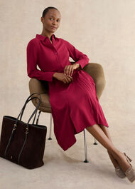 Ginny Shirt Midi Dress, Beetroot Pink, hi-res