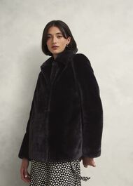 Dania Faux Fur Coat, Black, hi-res