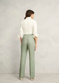 Marietta Linen Straight Pants, Sage Green, hi-res