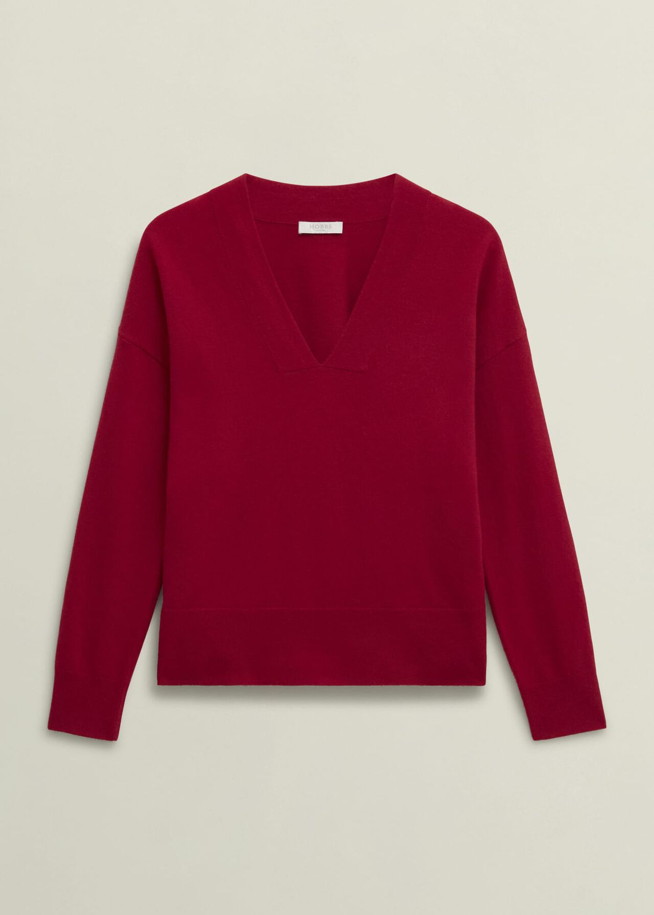 Lettie V Neck Sweater With Cashmere, Pomegranate Red, hi-res