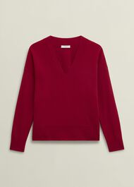 Lettie V Neck Sweater With Cashmere, Pomegranate Red, hi-res