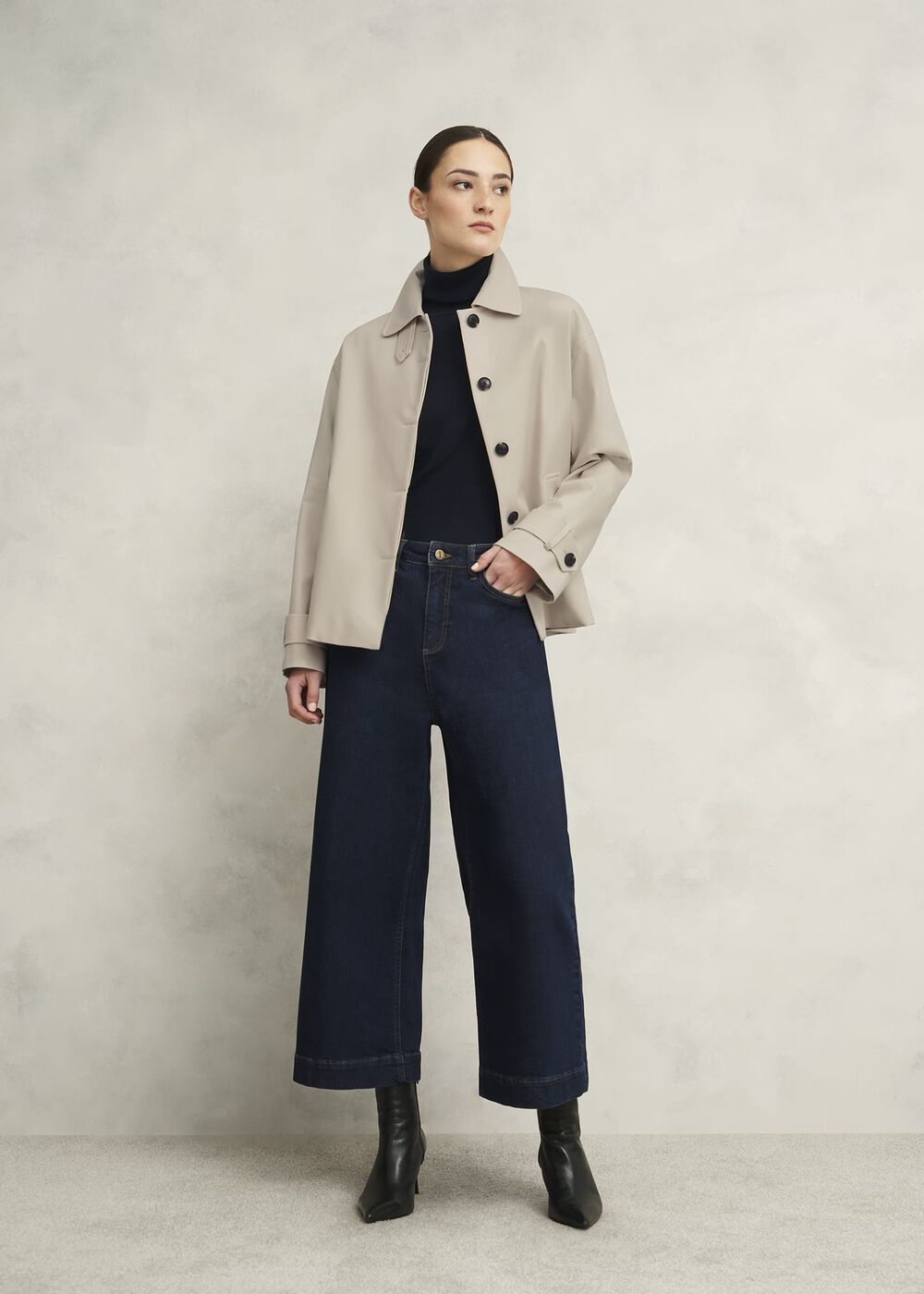 Frida Shower Resistant Short Trench Coat, Buff Grey, hi-res