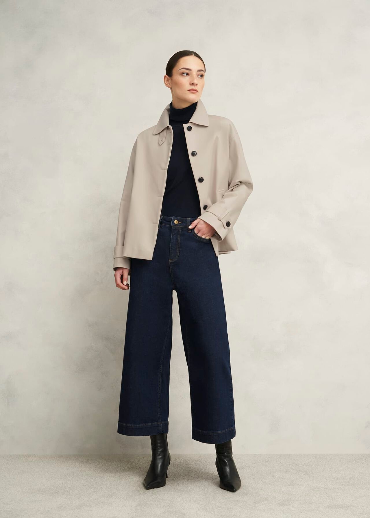 Frida Shower Resistant Short Trench Coat, Buff Grey, hi-res