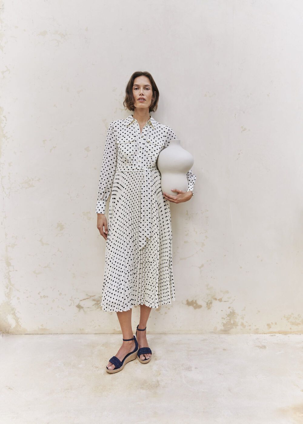 Larina Dress, Ivory Navy, hi-res