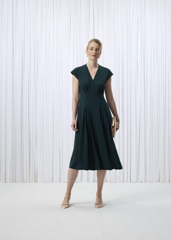 Sophie V Neck Pintuck Dress