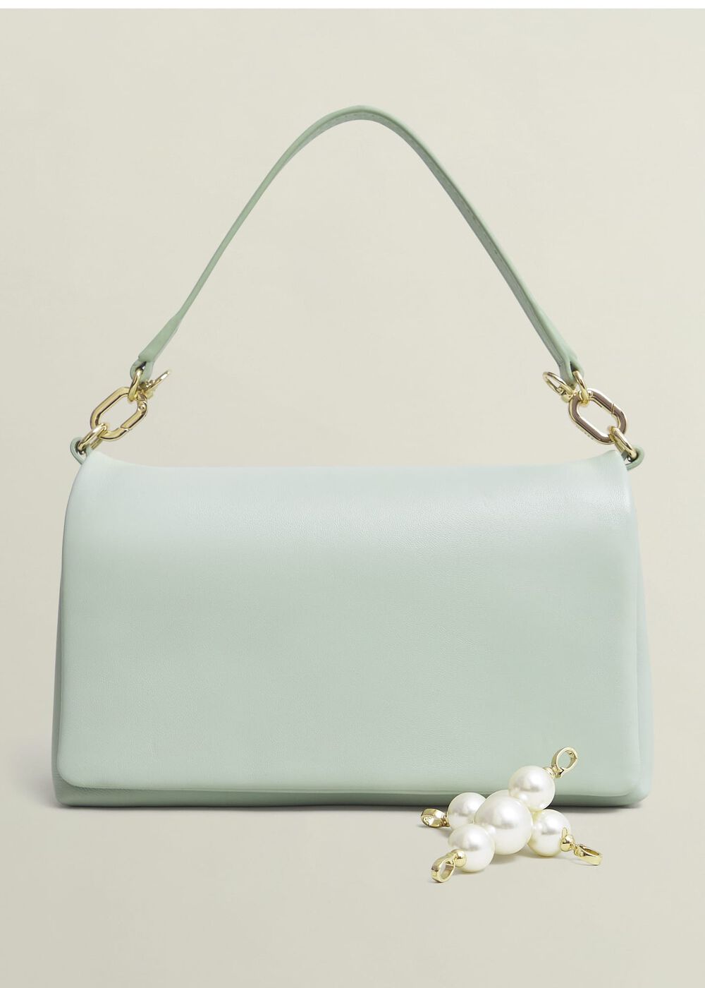 Jas Leather Clutch Bag, Sage Green, hi-res