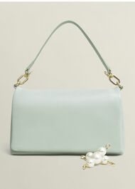 Jas Leather Clutch Bag, Sage Green, hi-res