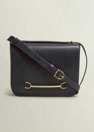 Keighley Leather Cross Body Bag, Navy, hi-res