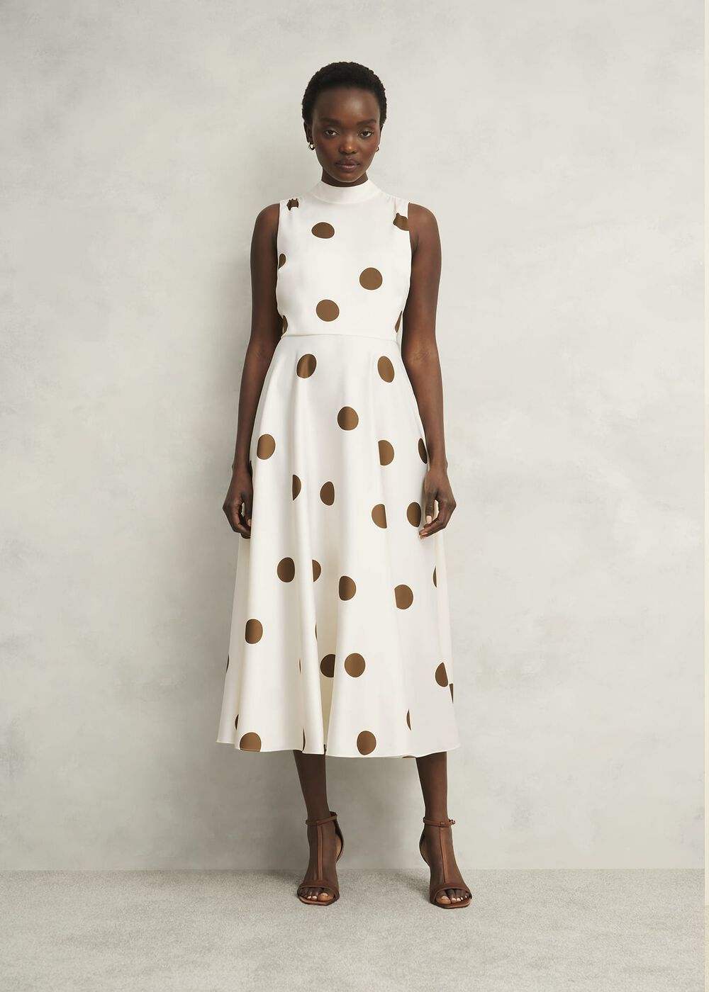 Petite Mia Spot Dress, Ivory Brown, hi-res