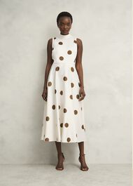 Petite Mia Spot Dress, Ivory Brown, hi-res
