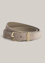 Hallie Suede Belt, Mushroom, hi-res