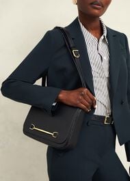 Keighley Leather Cross Body Bag, Navy, hi-res
