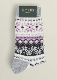 Fairisle Knit Socks, Grey Multi, hi-res