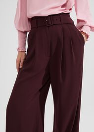 Hilary Wide Leg Pants, Mahogany Red, hi-res