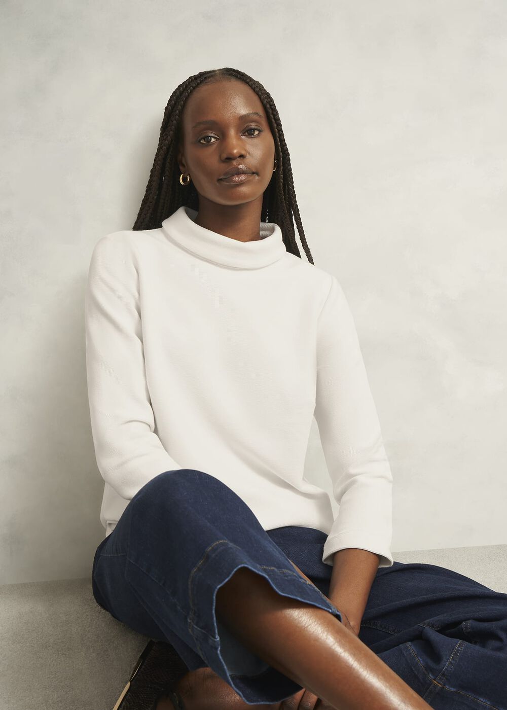 Ivory Tali 3/4 Sleeve Textured Top, Hobbs Ivory, hi-res
