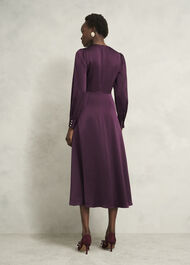 Anais Textured Satin Dress, Onyx Red, hi-res