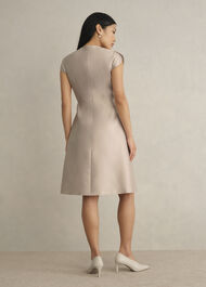 Avery Wool Silk Dress, Oyster, hi-res