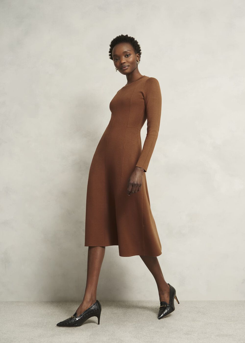 Liza Knitted Dress, Toffee, hi-res