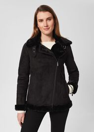 Alana Fur Jacket, Black, hi-res