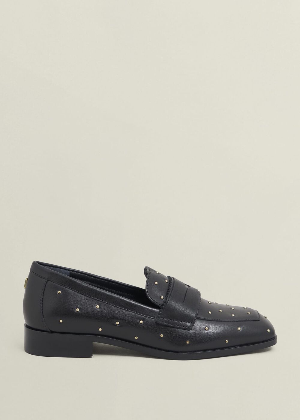 Natalie Leather Studded Loafers, Black, hi-res