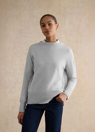 Carine Cashmere Sweater, Pale Grey Marl, hi-res
