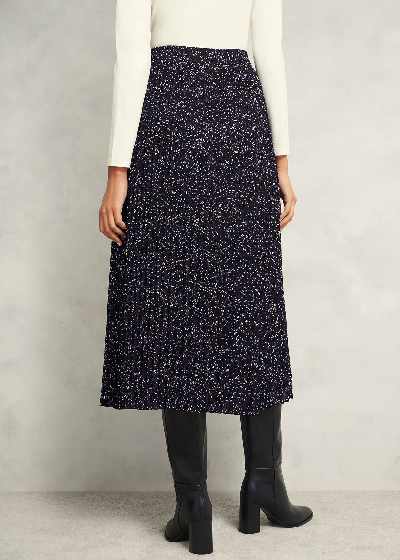 Teia Pleated Skirt, Black Multi, hi-res