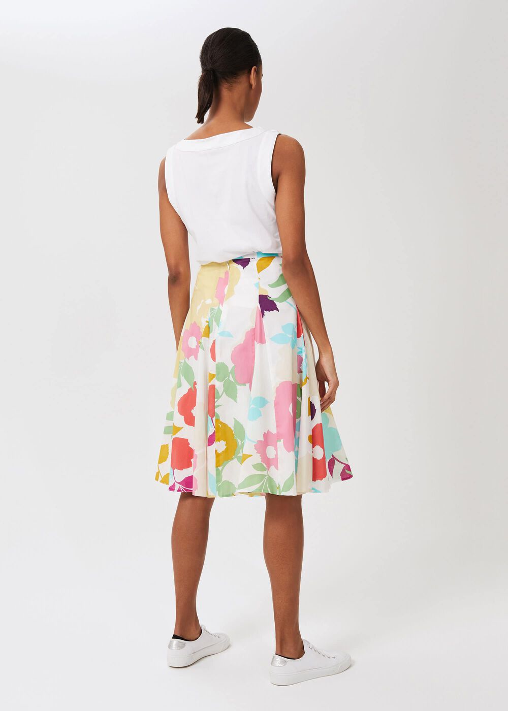 Melina Cotton Floral Full Skirt, White Multi, hi-res