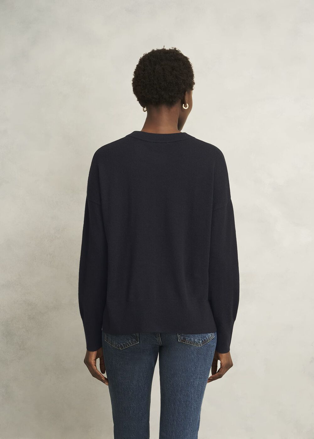 Arnelle Wool Blend Star Print Knitted Sweater, Navy Silver, hi-res