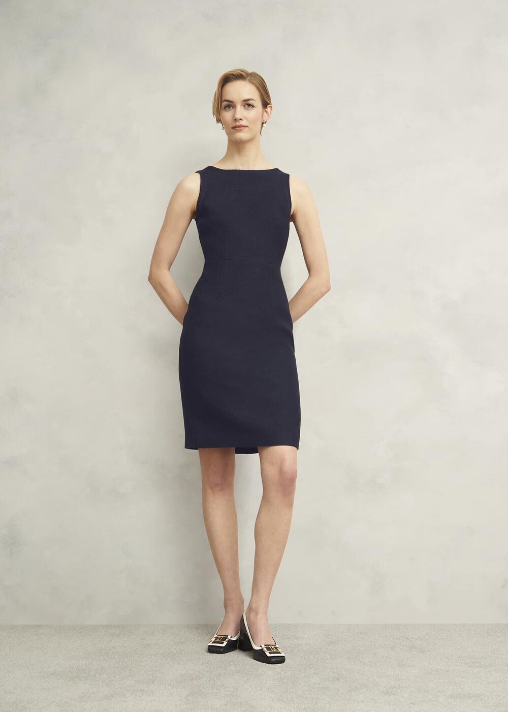 Adrian Tweed Dress, Navy, hi-res