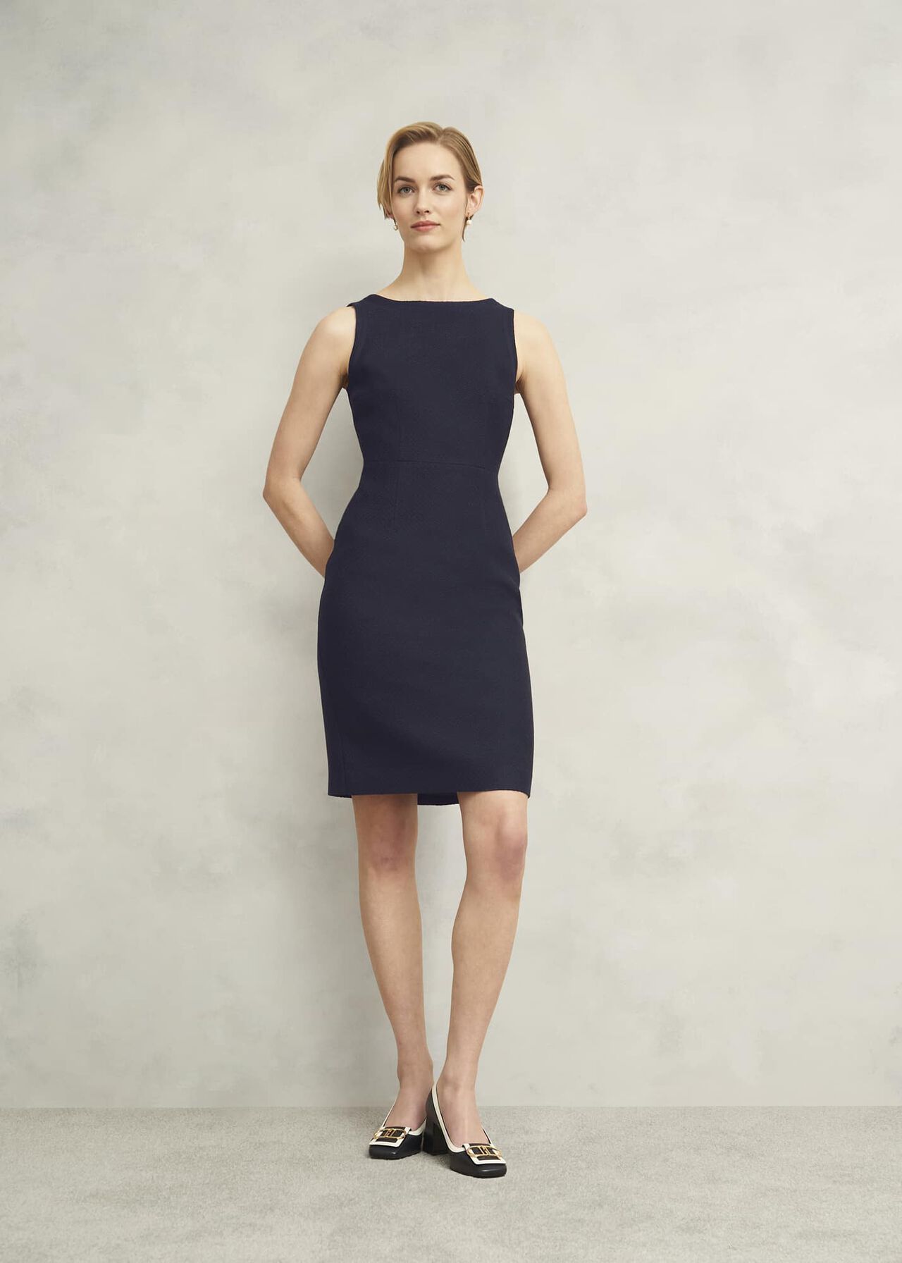 Adrian Tweed Dress, Navy, hi-res