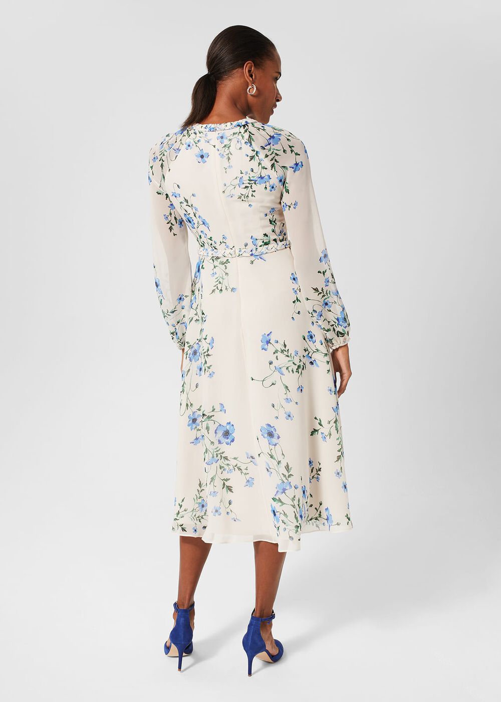 Renee Silk Floral Dress, Cream Multi, hi-res