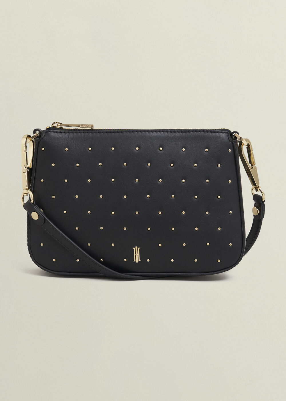 Briella Leather Stud Bag, Black, hi-res