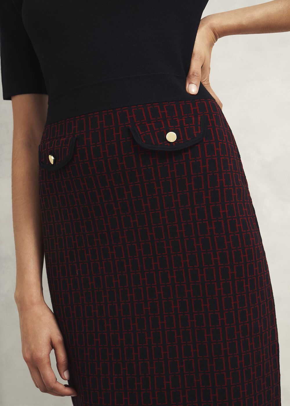 Perrie Knitted Dress, Black Rhubarb, hi-res