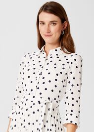 Leona Spot Midi Dress, Ivory Navy, hi-res