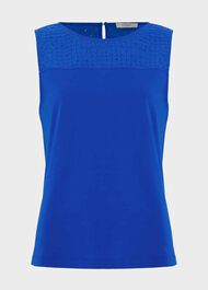 Paige Cotton Broderie Top, Atlantic Blue, hi-res