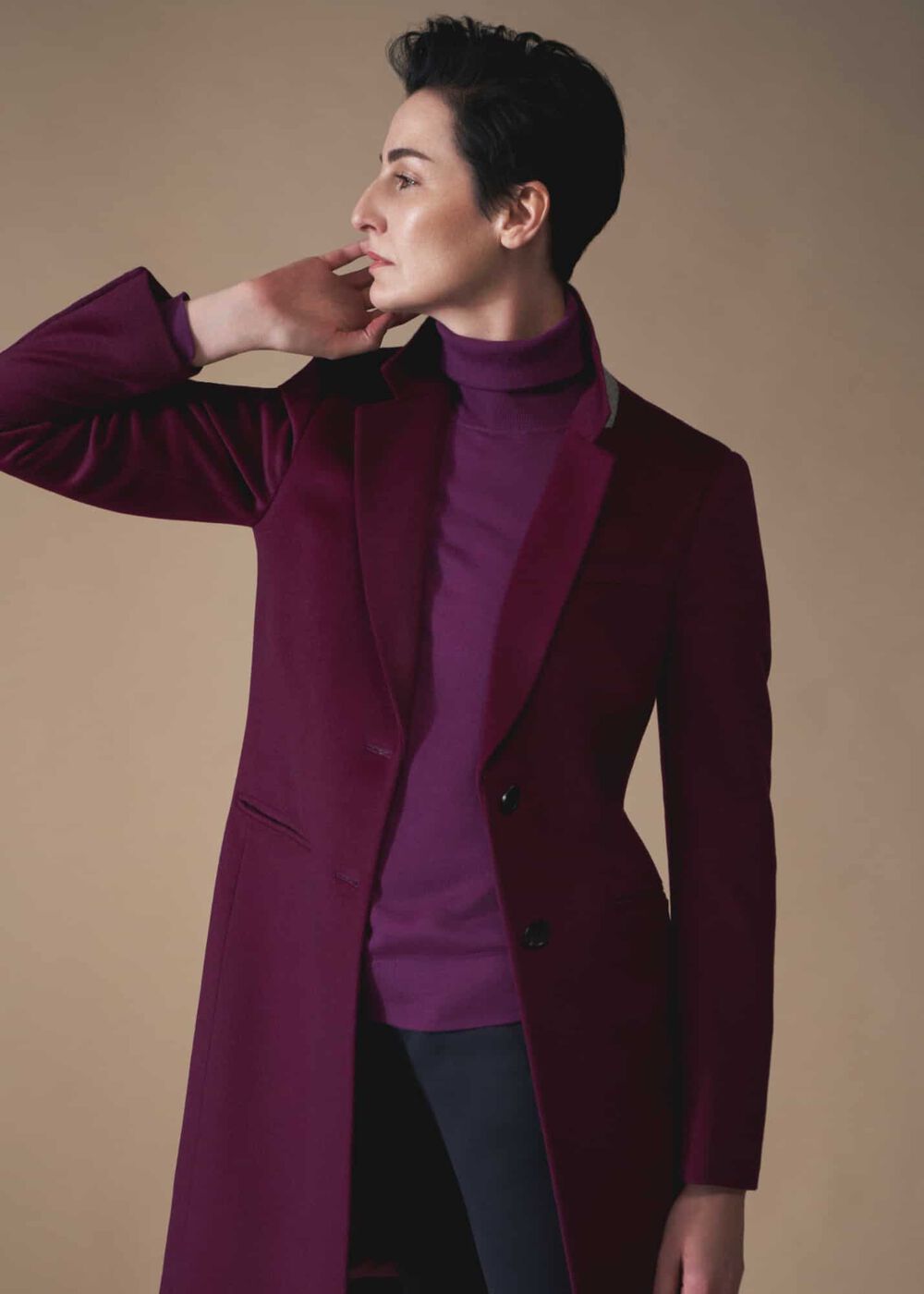 Lara Merino Wool Roll Neck Sweater, Deep Plum, hi-res