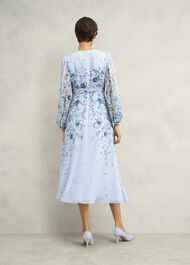 Caversham Floral Silk Dress, Blue Multi, hi-res