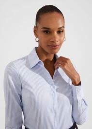 Victoria Cotton Blend Shirt, Pale Blue White, hi-res