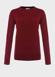 Penny Merino Wool Jumper, Burgundy, hi-res