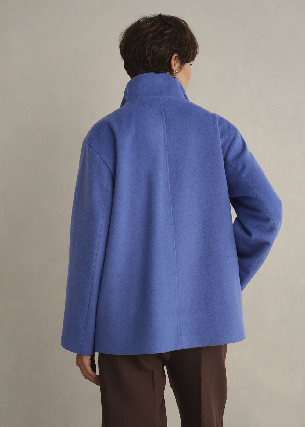Remi Wool Blend Funnel Neck Jacket, Thistle Blue, hi-res