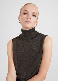 Sherann Sparkle Knitted Top, Black Gold, hi-res